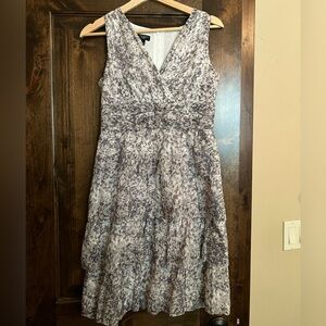 Talbots Tiered Grey Floral Midi Dress